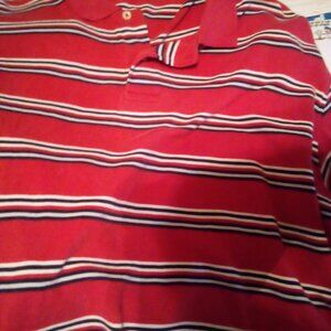 Daniel Cremieux Polo Shirt Men's L Red Stripe Short Sleeve Signature Collection